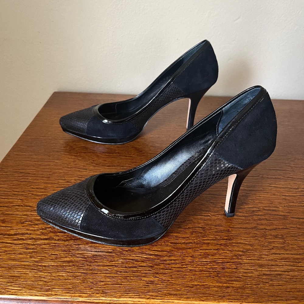 Black Suede 3" Heel - Snakeskin detail - White House Black Market - 7M